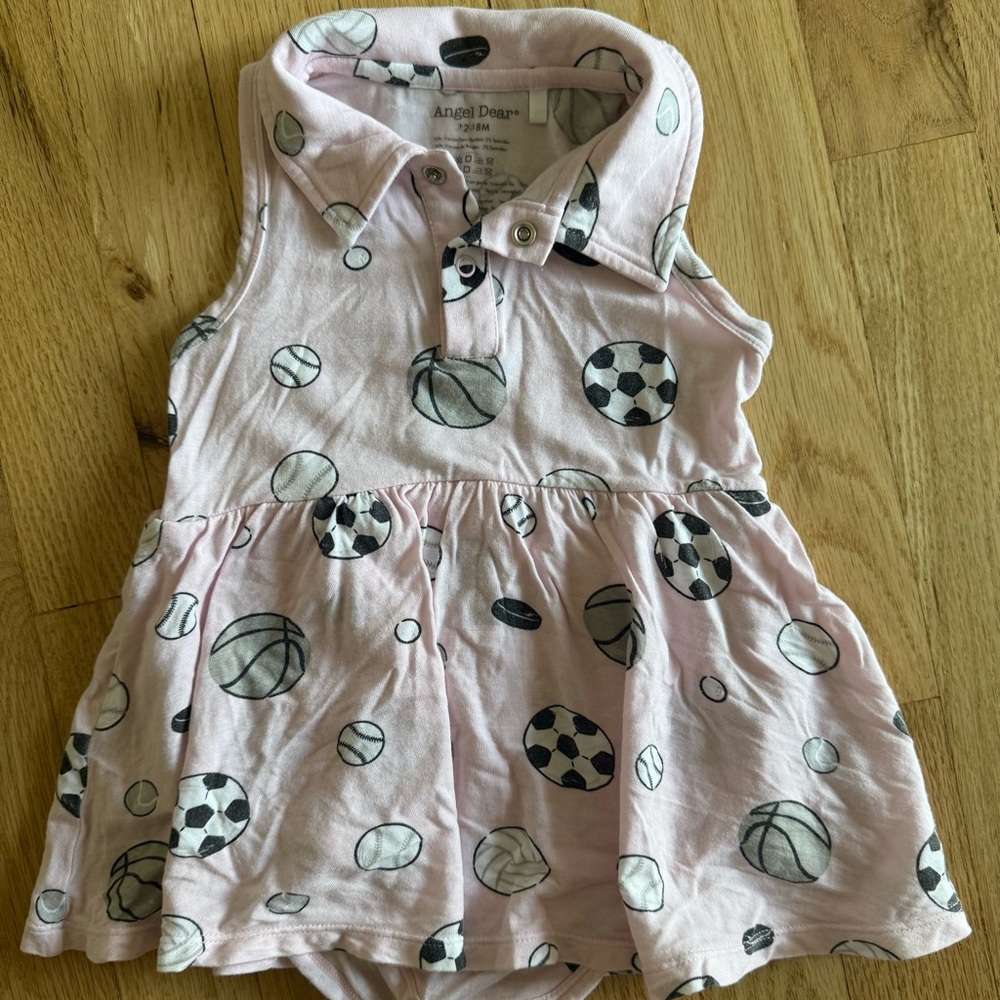 Baby girls Angel Dear Pink Sports-Themed Baby Dress size 12-18 months EUC